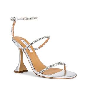 Tony Bianco Shy Sandal in Silver Nappa Metallic